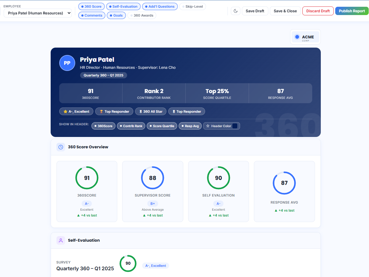 360Score Performance Report Print Preview